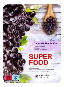 Тканевая маска для лица с экстрактом ягод асаи Super Food Acai Berry Mask 23мл