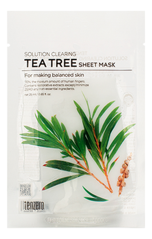 Тканевая маска с экстрактом чайного дерева Solution Clearing Tea Tree Sheet Mask 25мл tenzero solution clearing tea tree sheet mask