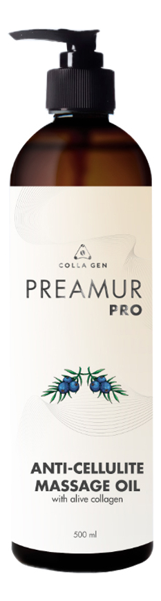 цена Антицеллюлитное массажное масло для тела с живым коллагеном Preamur Pro Anti-Cellulite Massage Oil 500мл