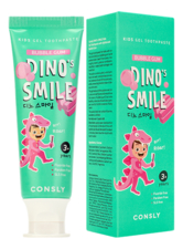 Consly Гелевая зубная паста c ксилитом и вкусом жвачки от 3 лет Dino's Smile Kids Gel Toothpaste Bubble Gum 60г