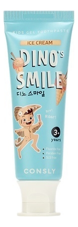 Гелевая зубная паста c ксилитом и вкусом пломбира от 3 лет Dino's Smile Kids Gel Toothpaste Ice Cream 60г