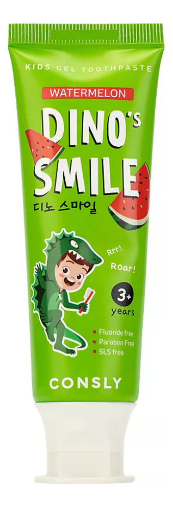 Гелевая зубная паста c ксилитом и вкусом арбуза от 3 лет Dino's Smile Kids Gel Toothpaste Watermelon 60г