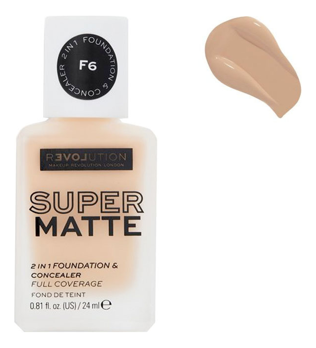 Тональная основа-консилер для лица Super Matte 2 in 1 Foundation & Concealer 24мл: F6