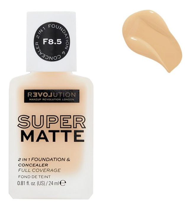 Тональная основа-консилер для лица Super Matte 2 in 1 Foundation & Concealer 24мл: F8.5