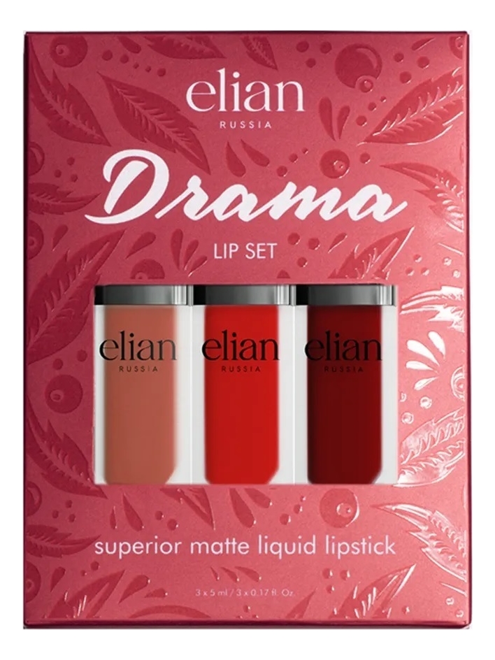 набор матовых помад floral lip set 3 5мл Набор матовых помад Drama Lip Set 3*5мл