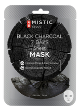 MISTIC Тканевая маска для лица с древесным углем Black Charcoal 7 Days Sheet Mask 24мл