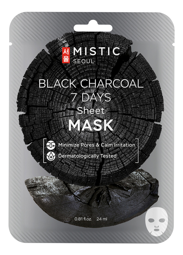 Тканевая маска для лица с древесным углем Black Charcoal 7 Days Sheet Mask 24мл