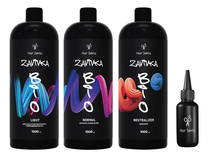 Набор для завивки волос Bio Zavivka (Light 1000мл + Normal 1000мл + Neutralizer 1000мл + флакон с аппликатором 100мл)