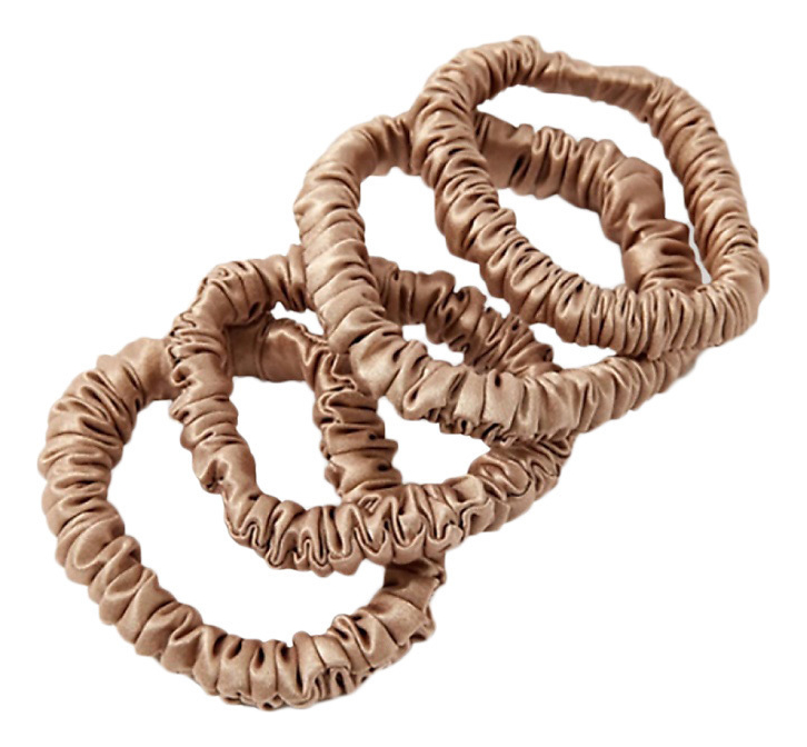 Резинки для волос из натурального шелка узкие Ayris Silk 4шт: Классический бежевый