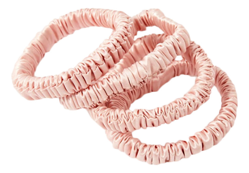Резинки для волос из натурального шелка узкие Ayris Silk 4шт: Розовая пудра