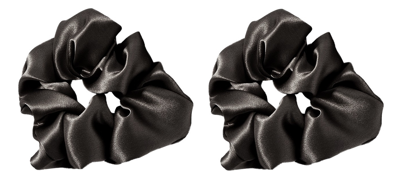 Резинки для волос из натурального шелка широкие Ayris Silk 2шт: Глубокий черный