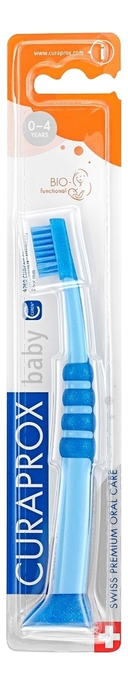 Зубная щетка детская с гуммированной ручкой от 0 до 4 лет Baby 4260 0,09мм: Голубая