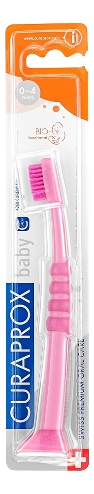 Зубная щетка детская с гуммированной ручкой от 0 до 4 лет Baby 4260 0,09мм: Розовая