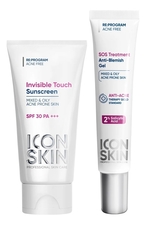 ICON SKIN Набор для лица Re:Program (солнцезащитный крем-флюид Invisible Touch SPF30 PA+++ 50мл + гель для точечного нанесения SOS Treatment Anti-Blemish 20мл)