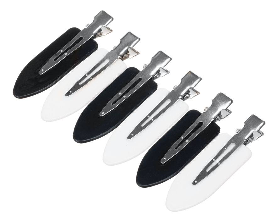 Зажим для волос Лепесток 6см 6шт CL2603white/black