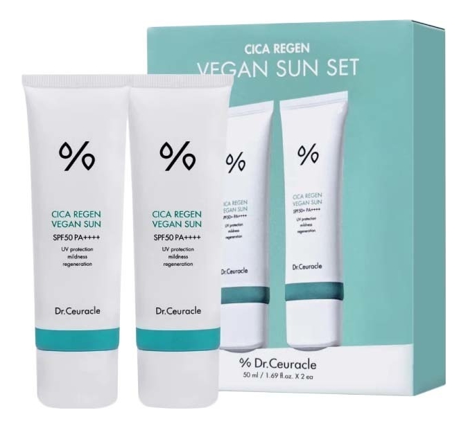 Набор солнцезащитных кремов Cica Regan Vegan Sun Duo Set SPF 50+ PA++++ 2*50мл