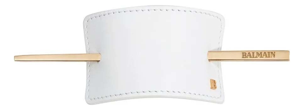 Заколка из белой кожи Hair Barrette Leather White