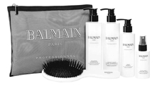 Balmain Hair Couture Набор для ухода за наращенными волосами Beauty Bag (шампунь 250мл + кондиционер 250мл + маска 250мл + спрей-блеск 75мл + щетка + косметичка)