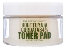 Derma Factory Тонер-пэды для лица с экстрактом цветка хауттюйнии Houttuynia Cordata 84% Toner Pad 150мл