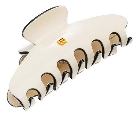 Заколка-краб для волос бело-черная Cellulose Acetate Pince A Cheveux: Размер L