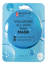 MISTIC Тканевая маска для лица с гиалуроновой кислотой Hyaluronic All Days Sheet Mask 24мл