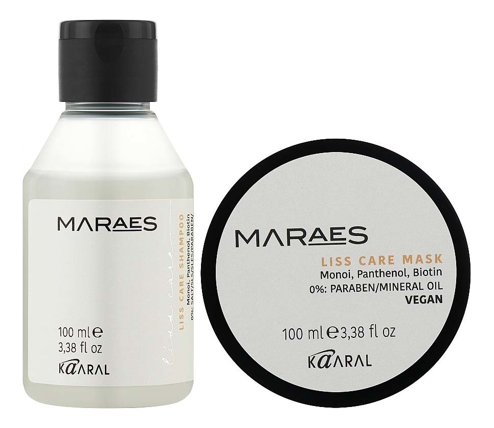 Набор для волос Maraes Liss Care (разглаживающий шампунь 100мл + разглаживающая маска 100мл) набор для кудрявых и волнистых волос maraes curly care восстанавливающий шампунь 100мл маска 100мл
