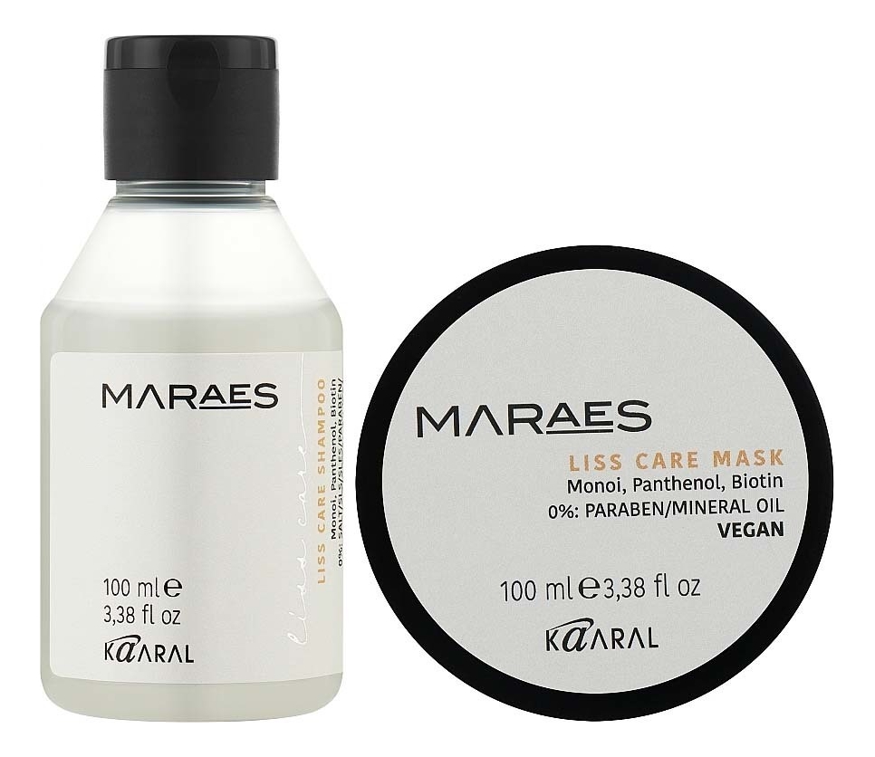 Набор для волос Maraes Liss Care (разглаживающий шампунь 100мл + разглаживающая маска 100мл) набор для волос maraes liss care разглаживающий шампунь 250мл разглаживающая маска 500мл восстанавливающий флюид 150мл