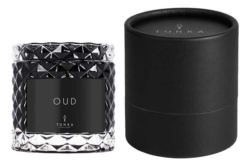 Ароматическая свеча Oud: свеча 50г (черный подсвечник) тубус ароматическая свеча altai свеча 50г черный подсвечник