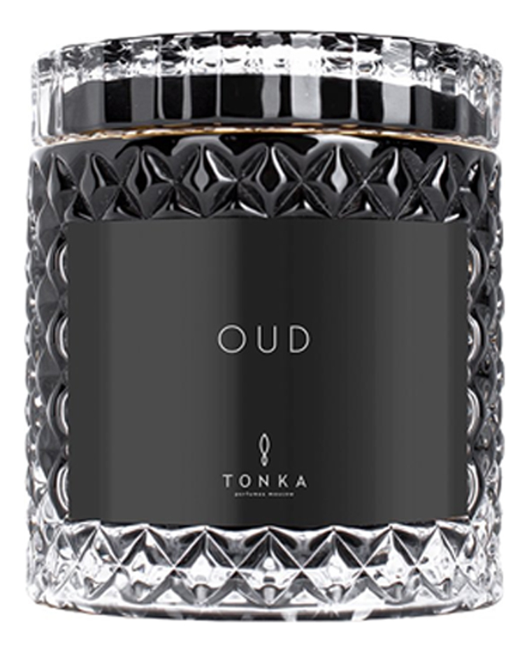 Ароматическая свеча Oud: свеча 220г (черный подсвечник)