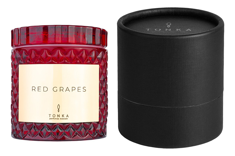 Ароматическая свеча Red Grapes: свеча 220г (красный стакан) тубус