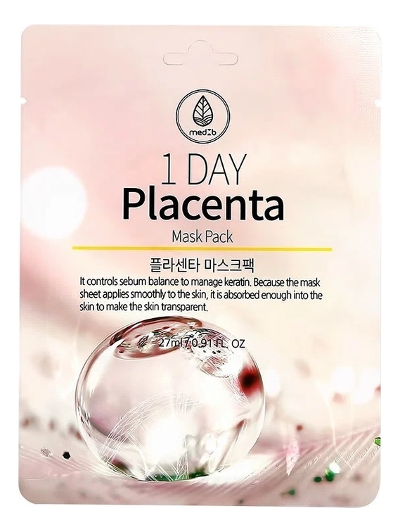 Тканевая маска для лица с экстрактом плаценты 1 Day Placenta Mask Pack 27мл