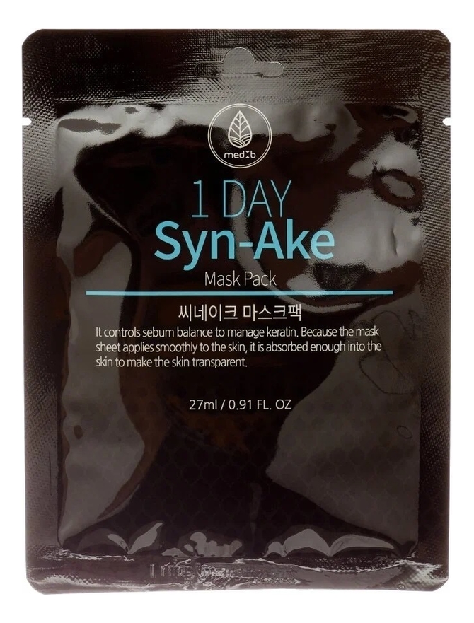 Тканевая маска для лица с пептидом змеиного яда 1 Day Syn-Ake Mask Pack 27мл