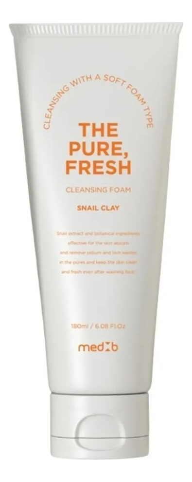Освежающая очищающая пенка для умывания с муцином улитки и белой глиной The Pure, Fresh Cleansing Foam Snail Clay 180мл