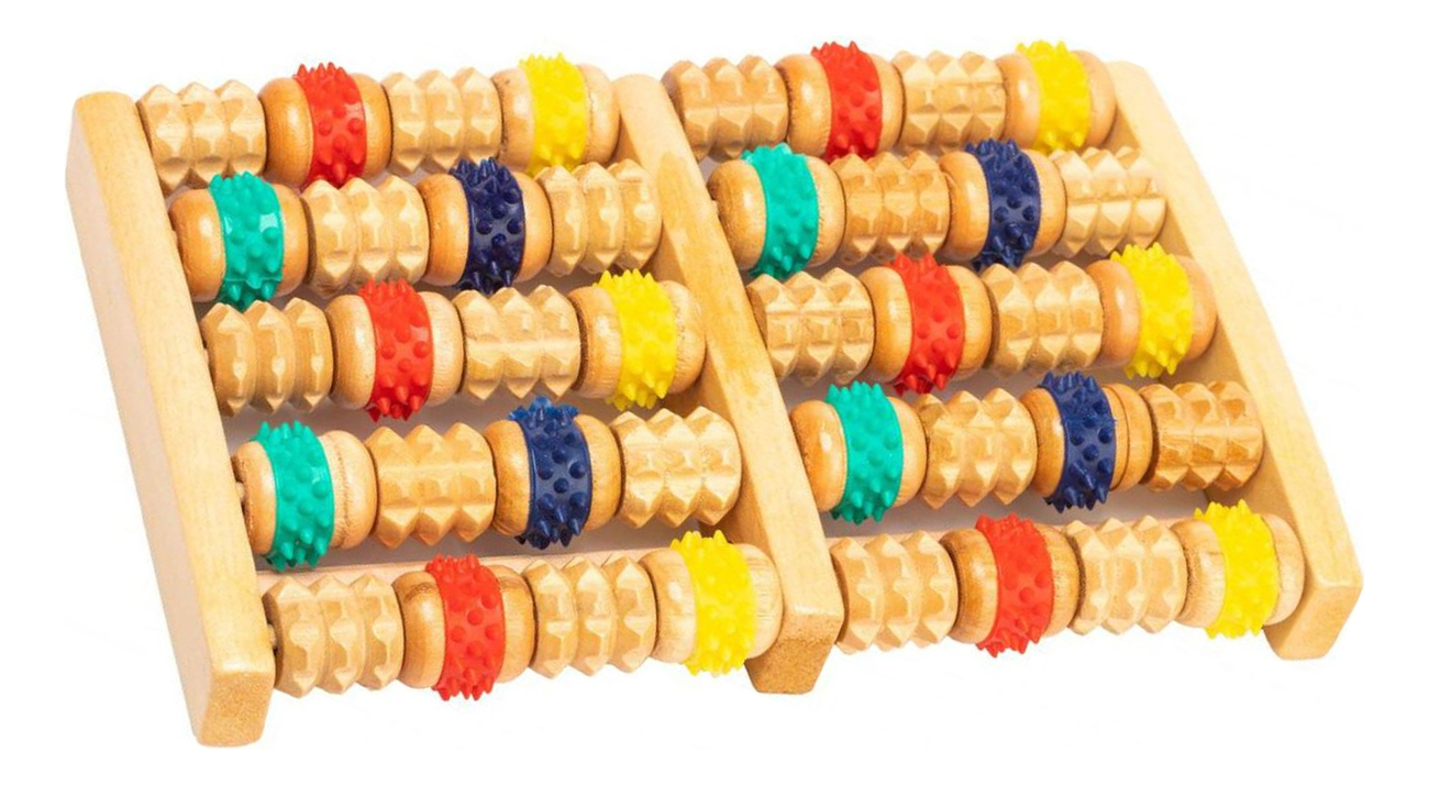 Массажер для ног деревянный с резиновыми роликами KZ 0484