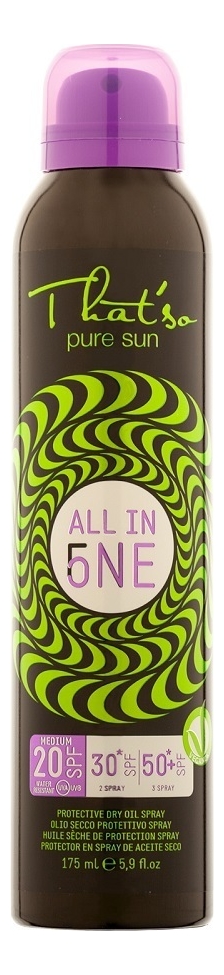 Универсальный натуральный солнцезащитный спрей для тела All In One SPF 20-30x-50+ 175мл