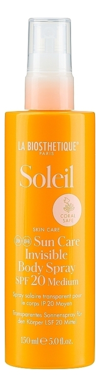 Прозрачный солнцезащитный спрей для тела Soleil Sun Care Invisible Body Spray SPF20 150мл