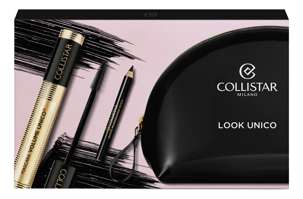 Набор для макияжа Look Unico (тушь для ресниц Volume Unico черная 13мл + карандаш для глаз Matita черный 0,8г + косметичка)