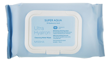 Missha Очищающие салфетки с гиалуроновой кислотой Super Aqua Ultra Hyalron Cleansing Water Wipes 30шт