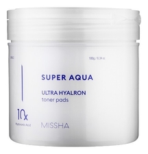 Missha Тонер-пэды для лица с гиалуроновой кислотой Super Aqua Ultra Hyalron Toner Pads 90шт