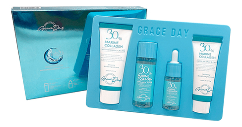 Набор для лица с коллагеном Marine Collagen 30% (тонер 30мл + сыворотка 10мл + увлажняющий крем 30мл + антивозрастной крем 20мл)