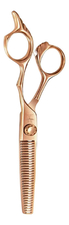 QTEM Ножницы для стрижки волос филировочные с изогнутыми зубьями Elite (розовое золото)