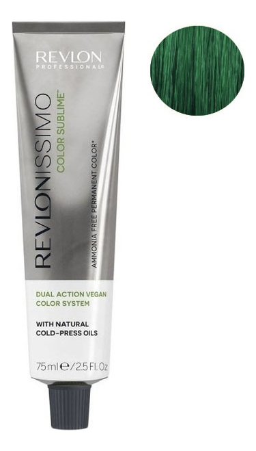 Безаммиачная краска для волос с маслом холодного отжима Revlonissimo Color Sublime Vegan 75мл: 077 Зеленый