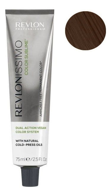 Безаммиачная краска для волос с маслом холодного отжима Revlonissimo Color Sublime Vegan 75мл: 5.35 Светло-коричневый золотисто-махагоновый