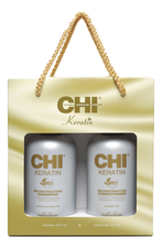 CHI Набор для восстановления поврежденных и ломких волос с кератином Keratin Duo 2*355мл (шампунь + кондиционер)