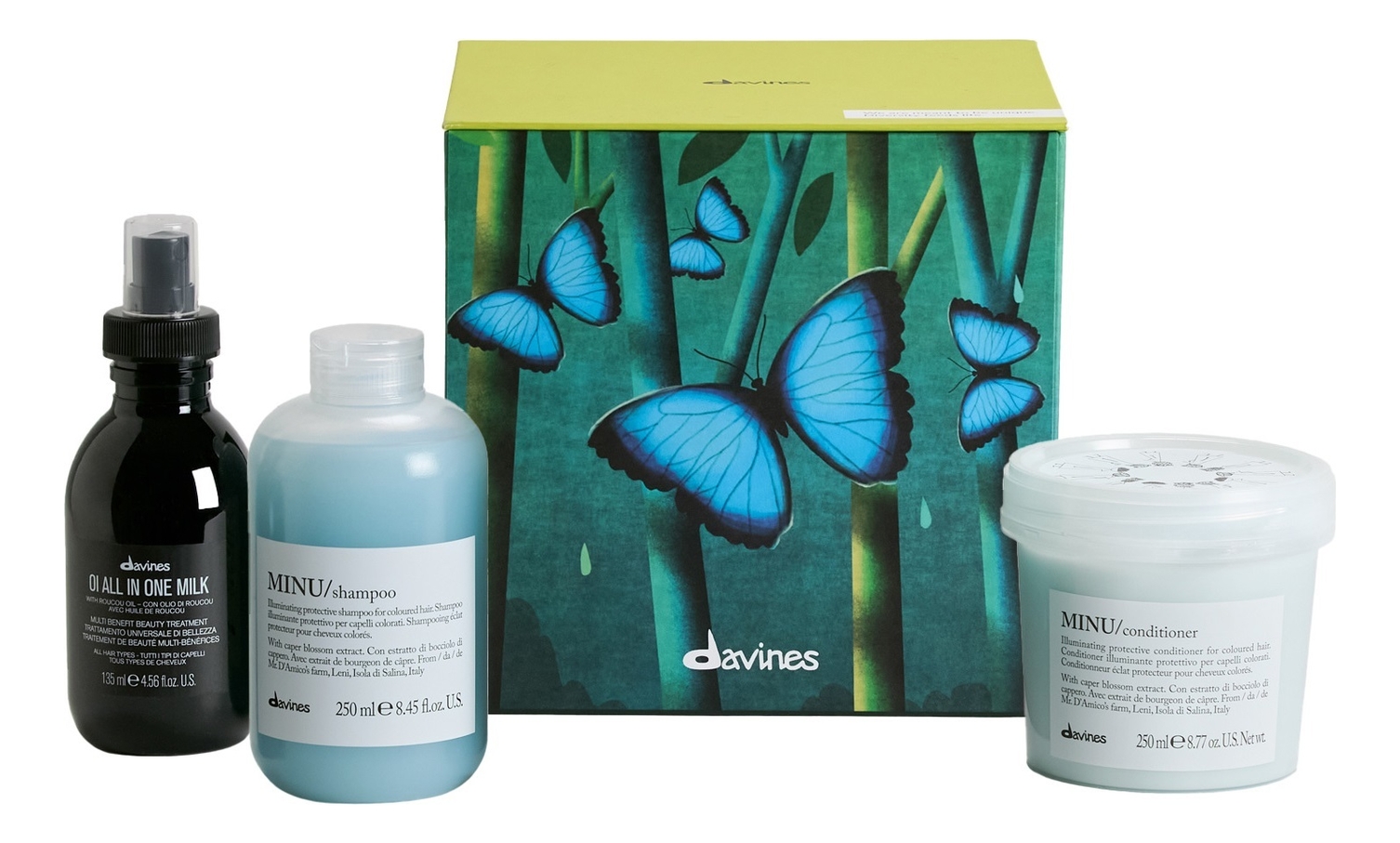 

Набор для волос Magical Rainforest (шампунь Minu 250мл + кондиционер Minu 250мл + молочко Oi All In One Milk 135мл)