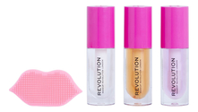 Makeup Revolution Набор Kiss & Go Lip Oil Set (отшелушивающая щеточка для губ + масло для губ 3*4,5мл)