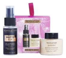 Makeup Revolution Набор для макияжа Mini Matte Heroes (фиксирующий спрей 30мл + пудра 10г)