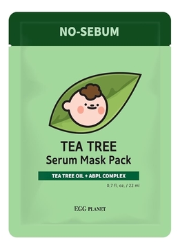 Тканевая маска для лица с маслом чайного дерева Egg Planet NO-Sebum Tea Tree Serum Mask Pack 22мл
