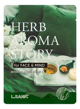 Тканевая маска для лица с экстрактом розмарина и эффектом ароматерапии Herb Aroma Story Rosemary Relaxing Mask Sheet 25мл