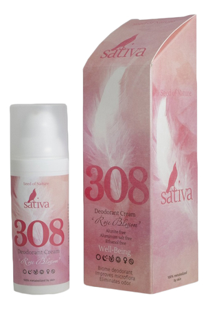 Sativa Крем-дезодорант Дыхание розы Rose Blossom No308 50мл